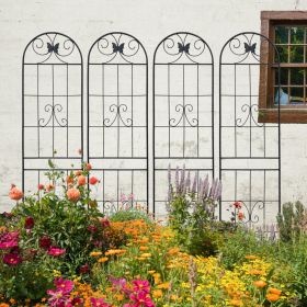 4 Pack Metal Garden Trellis 86.7" x 19.7" Rustproof Trellis for Climbing Plants Outdoor Flower Support Black