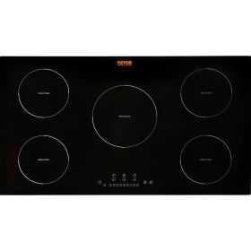VEVOR Electric Cooktop, 5 Burners, 36'' Induction Stove Top, Built-in Magnetic Cooktop 9200W, 9 Heating Level Multifunctional Burner