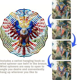 Metal Wind Spinners Outdoor Garden Decor,American Eagle Craft Spinner Hanging Patio Decor,10 inch Yard Ornaments 3D Kinetic Spinner