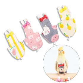 2pcs Parrot Diaper with Bowtie Cute Colorful Fruit Floral Cockatiel Pigeons Small Medium Large Pet Birds Flight Suit Clothes Washable (Color: Watermelon pattern, size: S)