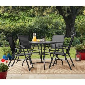 5-Piece Outdoor Living Dining Set (Color: Black)