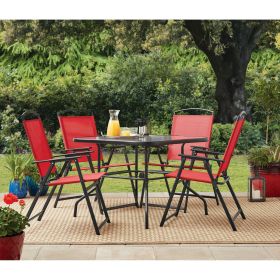 5-Piece Outdoor Living Dining Set (Color: Red)