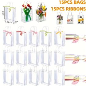 60/30/15 Reusable PVC holiday organizing bag, gift bag, wedding, Bridal shower, Christmas, Thanksgiving, New Year (Quantity: 15PCS, size: 5.9in*6.3in*2.75in)