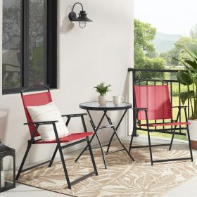 3 Piece Bistro Set (Color: Red)