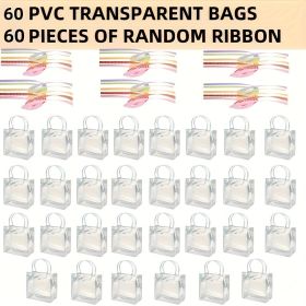 60/30/15 Reusable PVC holiday organizing bag, gift bag, wedding, Bridal shower, Christmas, Thanksgiving, New Year (Quantity: 60PCS, size: 7.87in*6.3in*2.75in)