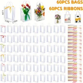 60/30/15 Reusable PVC holiday organizing bag, gift bag, wedding, Bridal shower, Christmas, Thanksgiving, New Year (Quantity: 60PCS, size: 5.9in*6.3in*2.75in)