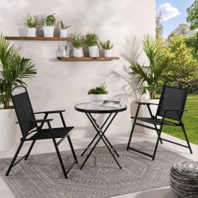 3 Piece Bistro Set (Color: Black)