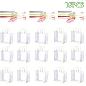 60/30/15 Reusable PVC holiday organizing bag, gift bag, wedding, Bridal shower, Christmas, Thanksgiving, New Year (Quantity: 15PCS, size: 7.87in*6.3in*2.75in)