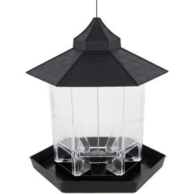 Yard Garden Decoration Hanging Panoramic Outside Bird Feeder(USPS Shiping) (Color: Black, Type: Bird Feeder)