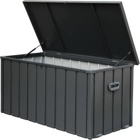 150 Gallon Outdoor Storage Deck Box Waterproof, Large Patio Storage Bin for Outside Cushions, Throw Pillows, Garden Tools, Lockable (Dark Gray) (Color: as Pic)