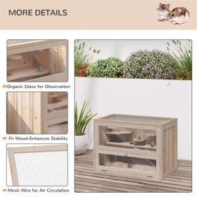 Wooden Hamster Cage (Color: as picture)