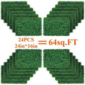 24Pcs 24in*16in Artificial Boxwood Topiary Hedge Plant Grass Backdrop Fence Privacy Screen Grass Wall Decoration For Balcony Garden Fence (pcs: 12pcs)