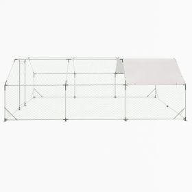 Galvanized Large Metal Walk in Chicken Coop Cage Farm Poultry Run Hutch Hen House (size: 10 x 20 ft.)